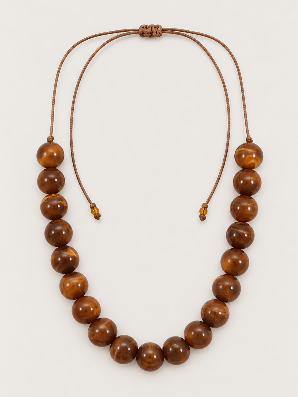 New! Brown Marble Beaded Necklace NWOT